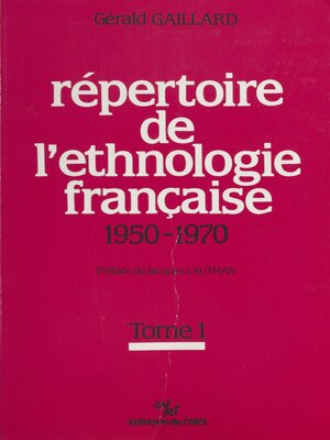 cover image of Répertoire de l'ethnologie française (1)